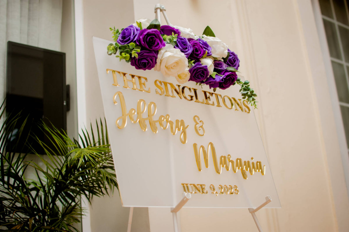 Frosted acrylic wedding sign