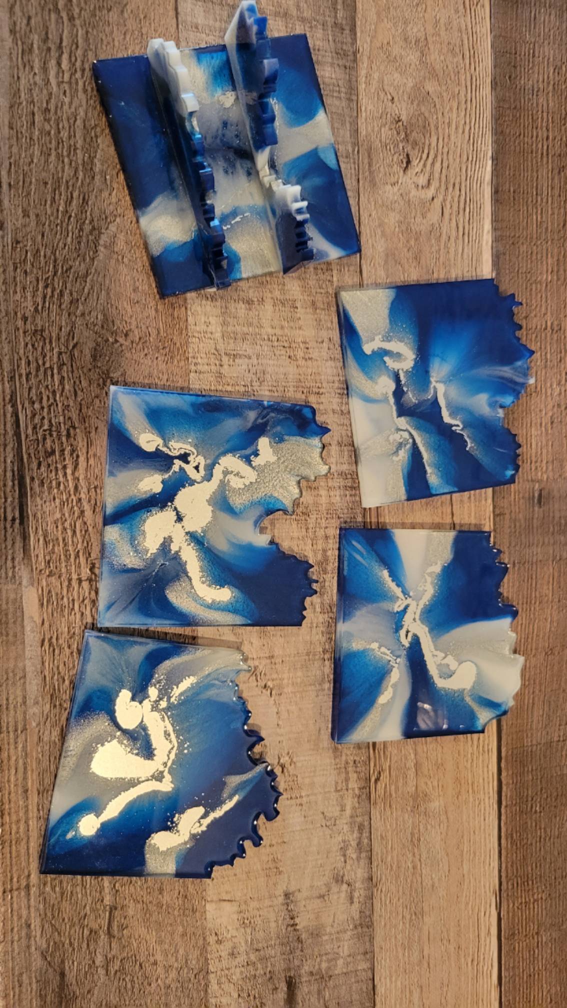 Blue and Silver Coaster Set