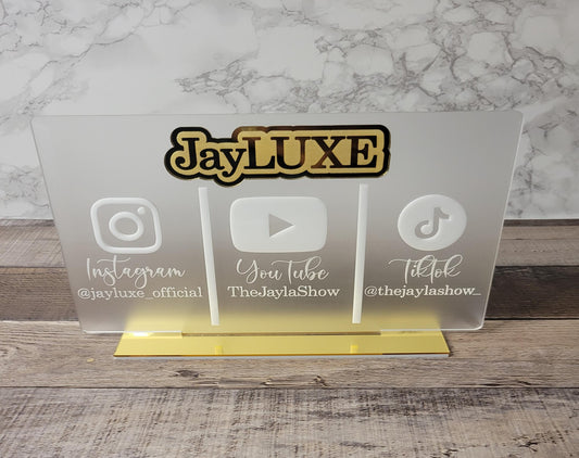 frosted acrylic social media sign