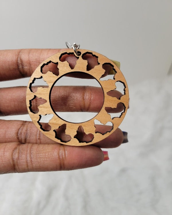 Cherry wood Africa hoop earrings