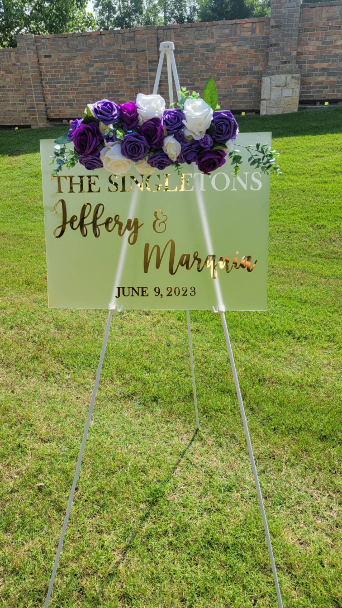 Frosted acrylic wedding sign