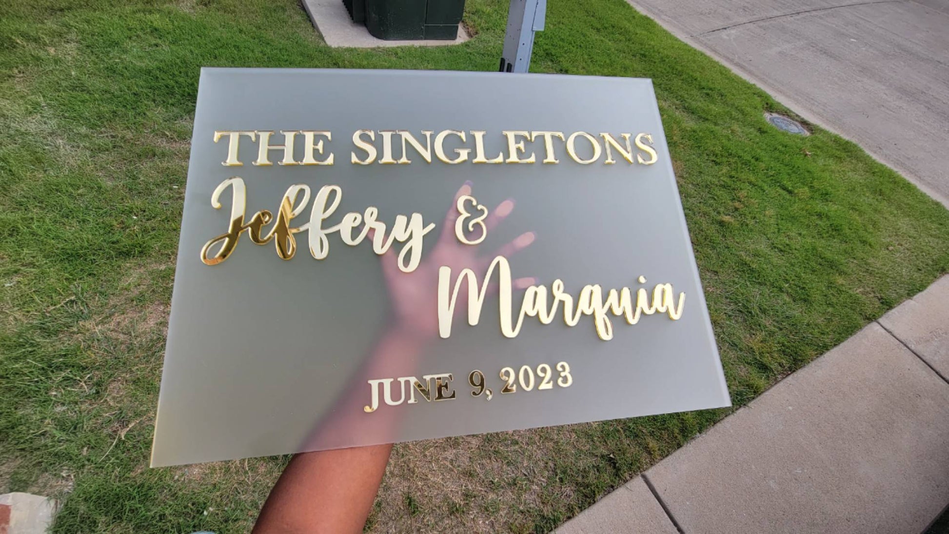 Frosted acrylic wedding sign