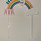Rainbow on cloud 9 acrylic cake topper