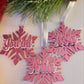 Pink mirror snowflake ornaments