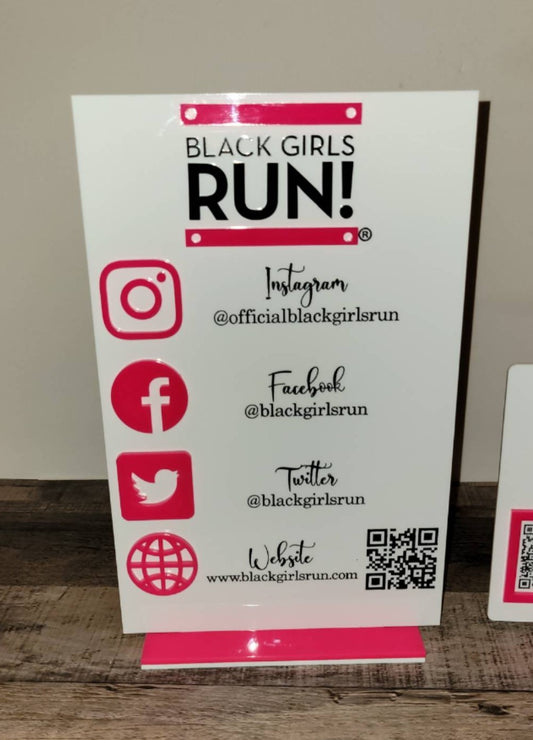 Large Social Media Sign with Icons and 1 QR Code