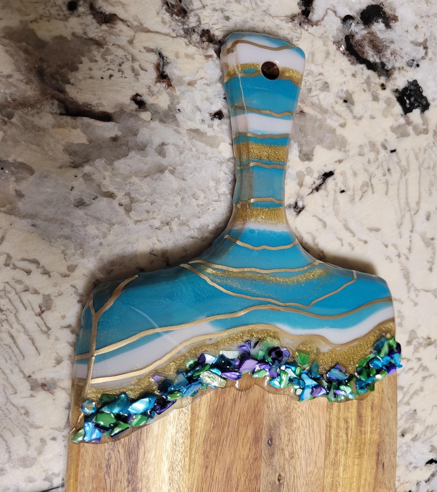 Teal, Gold, and Peacock Cheeseboard