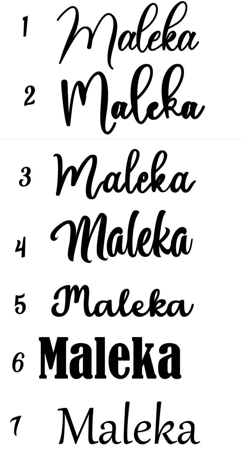 Font selection for acrylic signs