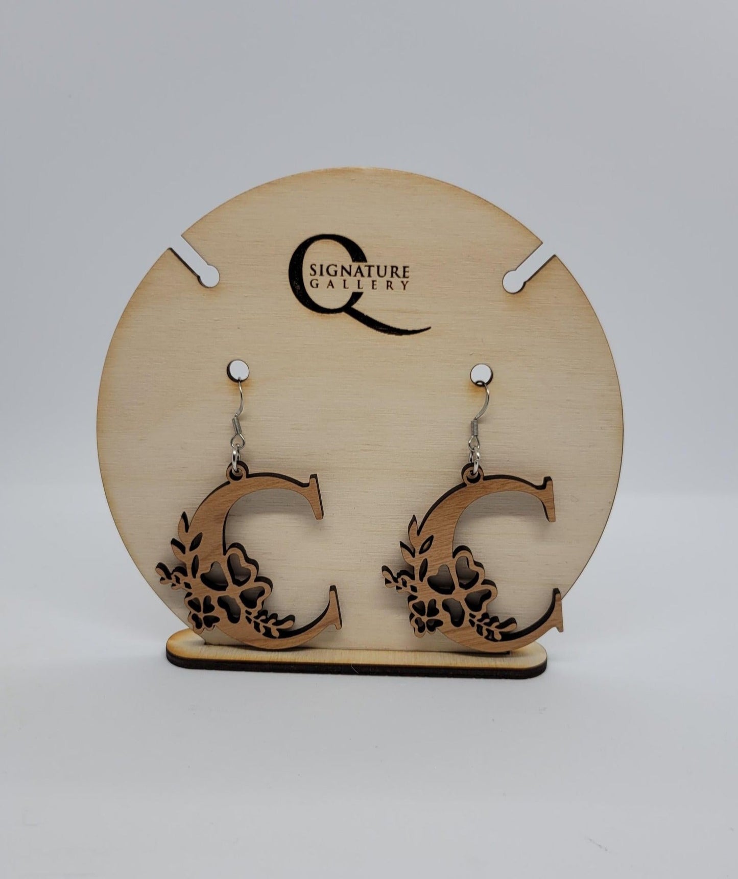 C wood earrings