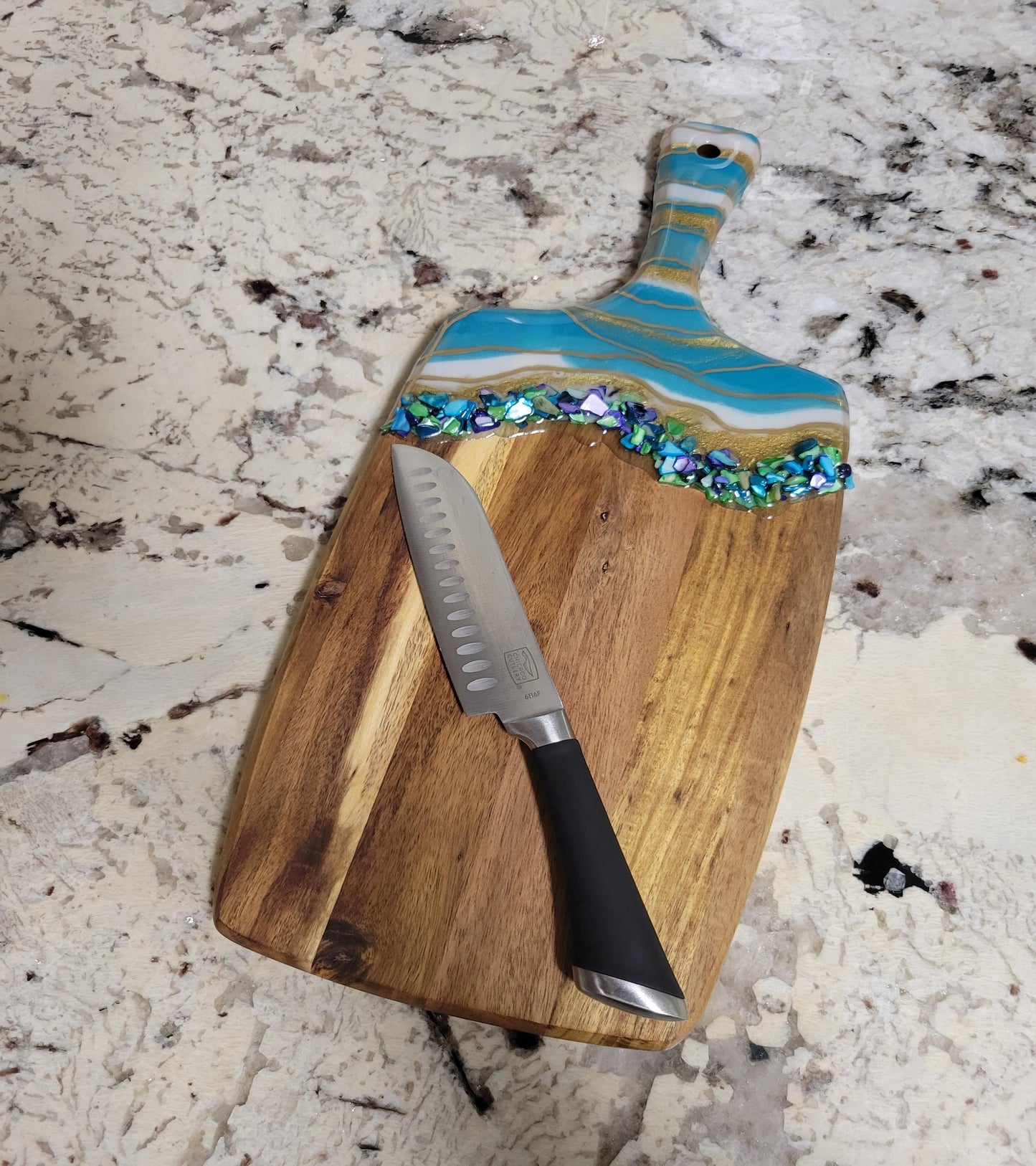 Teal, Gold, and Peacock Cheeseboard
