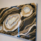 Black, white, and gold 24x36 resin geode painting
