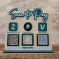 Scan to Pay sign with QR codes in teal mirror