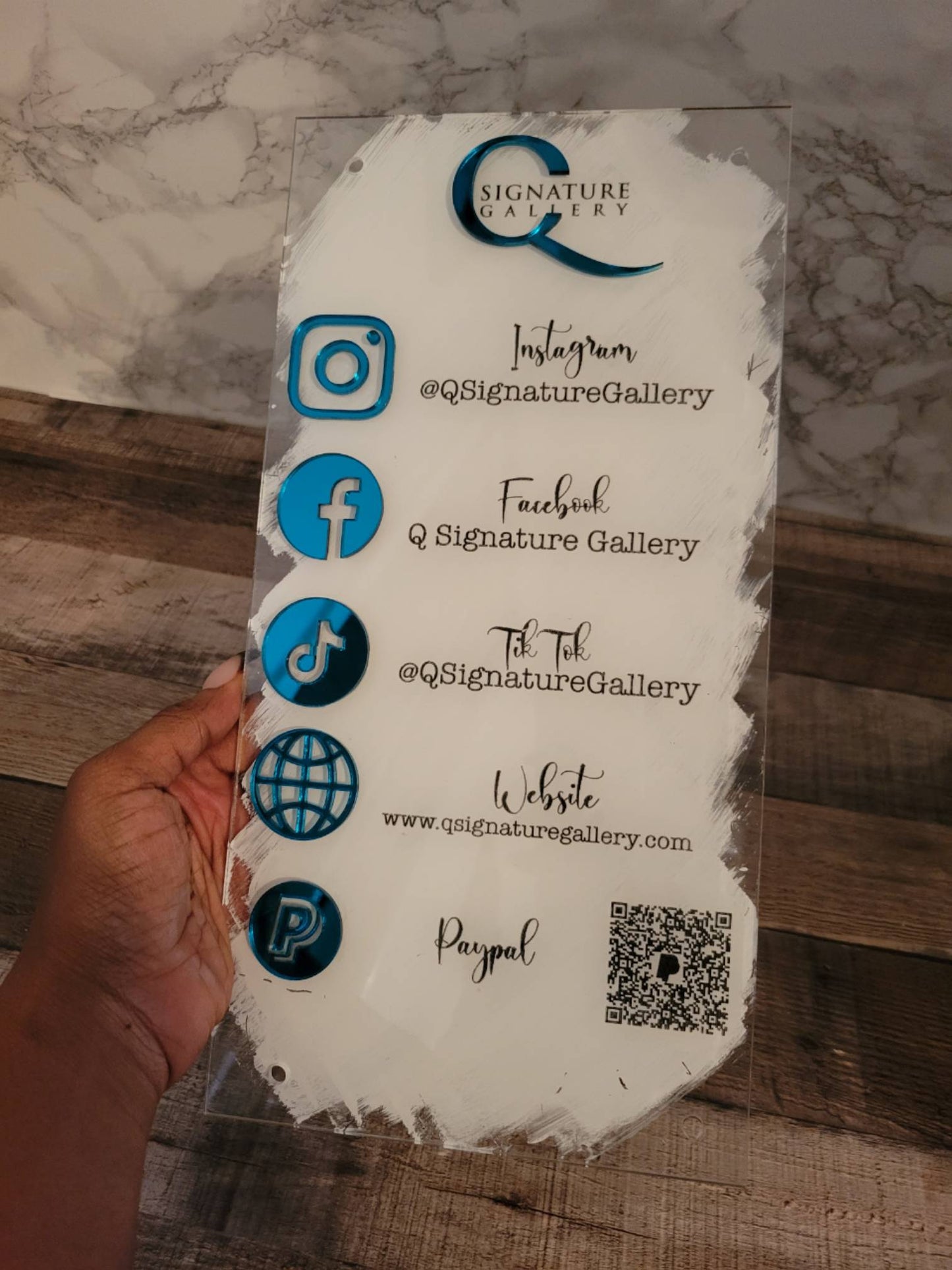 Large Social Media Sign with Icons and 1 QR Code